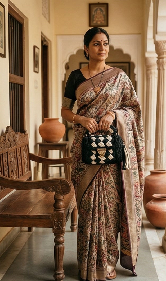 Black and White Checkerboard Handmade Purse