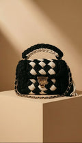 Black and White Checkerboard Handmade Purse