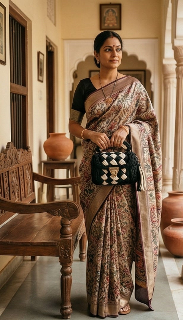 Black and White Checkerboard Handmade Purse