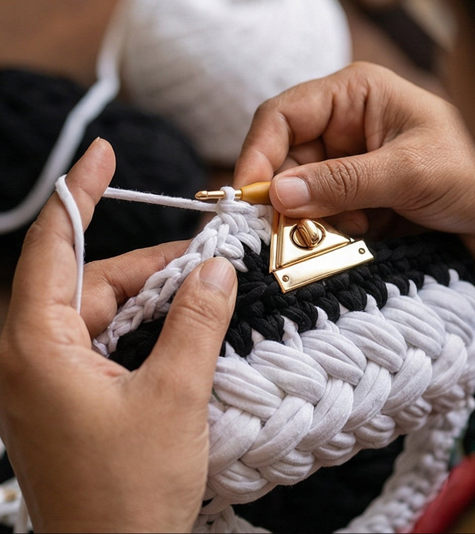 Black and White Braided Handmade Purse