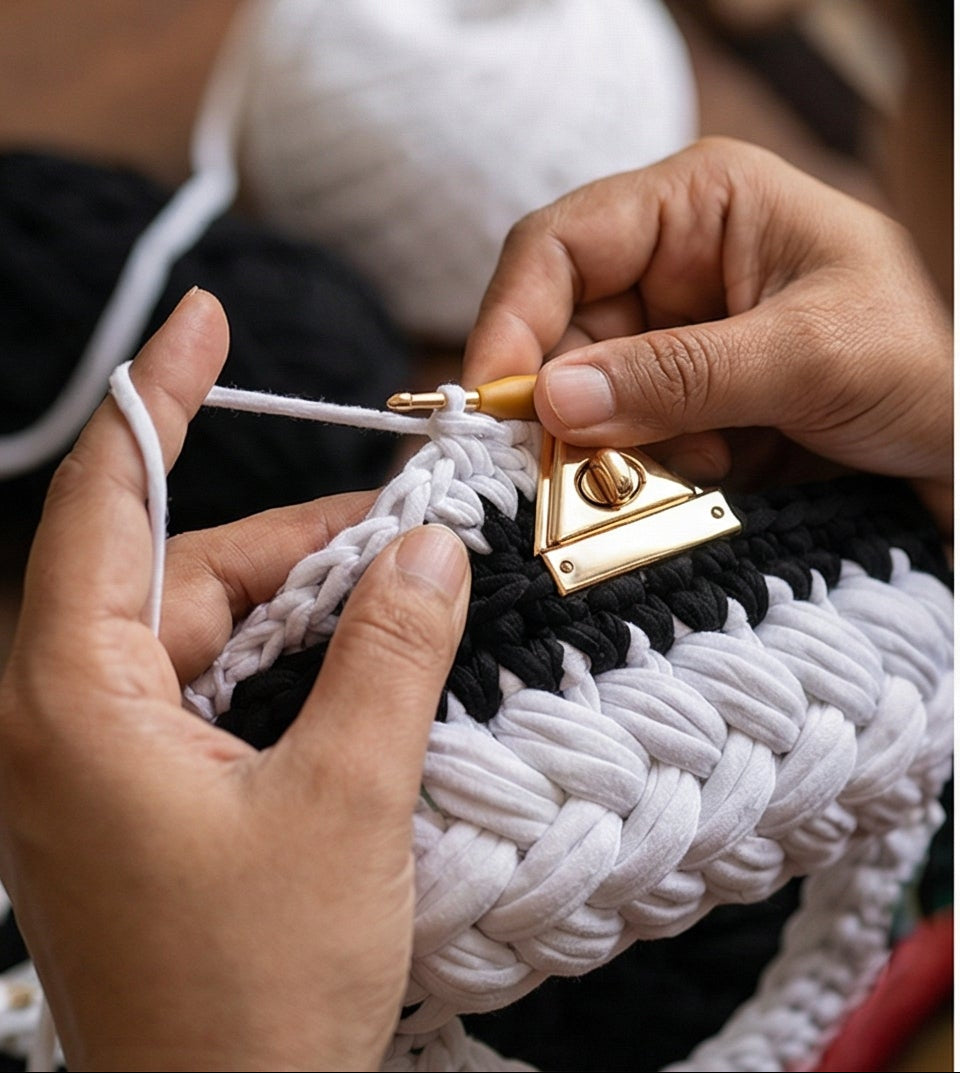 Black and White Braided Handmade Purse
