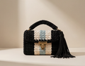 Black and Cream Striped Handmade Purse