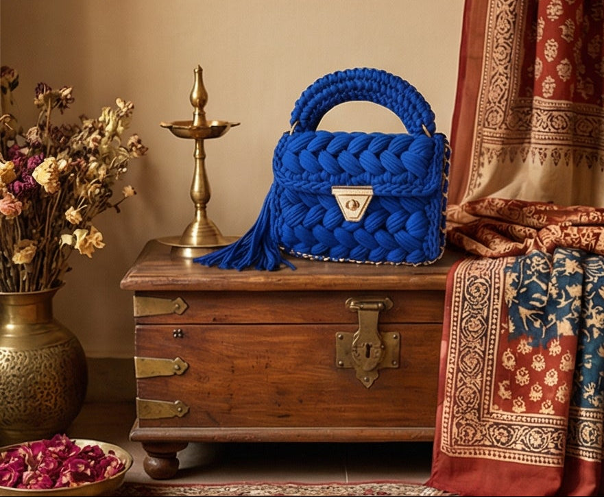 Blue Braided Handmade Purse