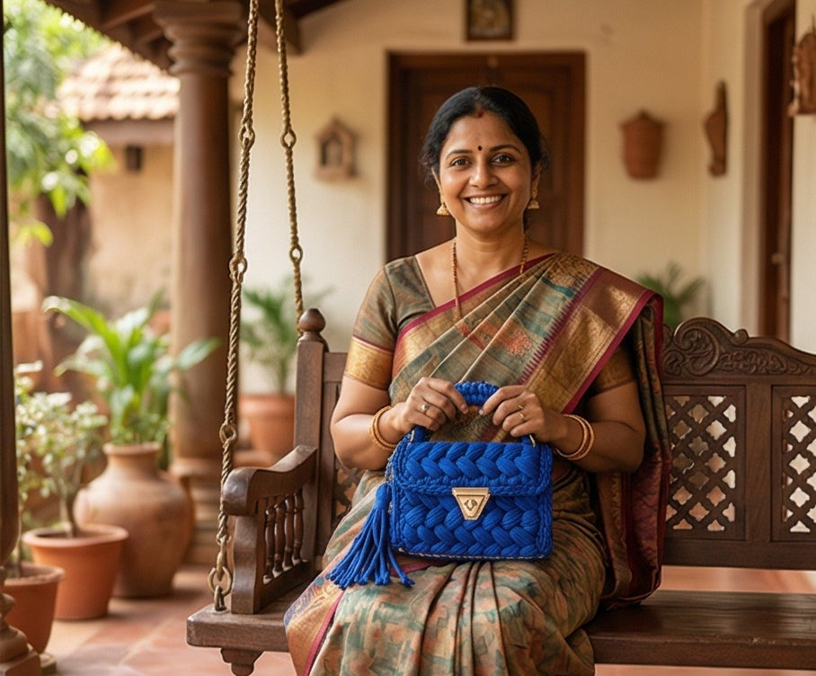 Blue Braided Handmade Purse