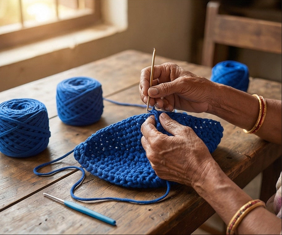 Blue Braided Handmade Purse