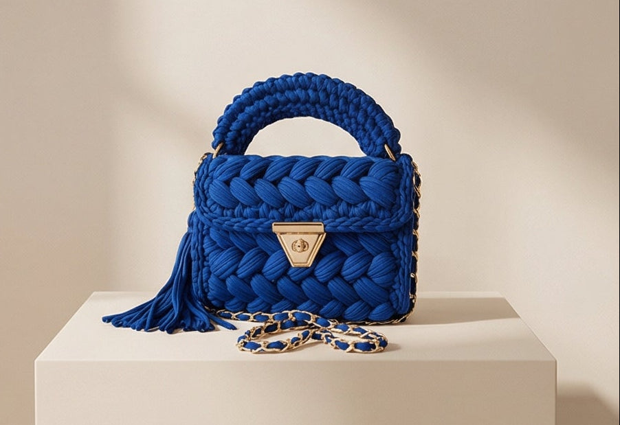 Blue Braided Handmade Purse