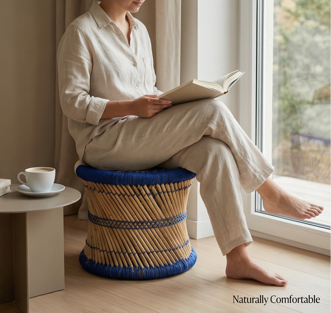 Blue and White Nylon Stool