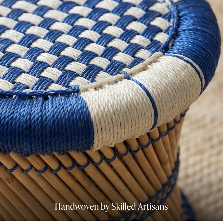Blue and White Nylon Stool