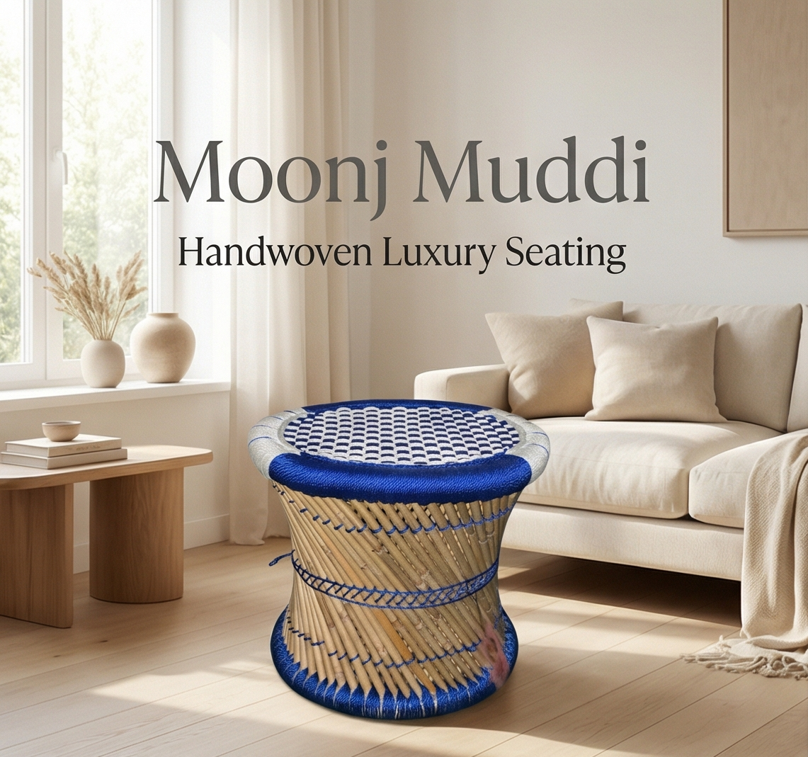 Blue and White Nylon Stool